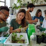 Estudantes participam de atividade prática relacionada à sustentabilidade e à formação profissional ambiental