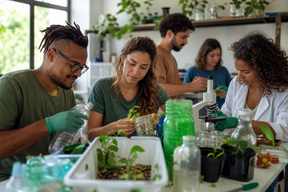 Estudantes participam de atividade prática relacionada à sustentabilidade e à formação profissional ambiental